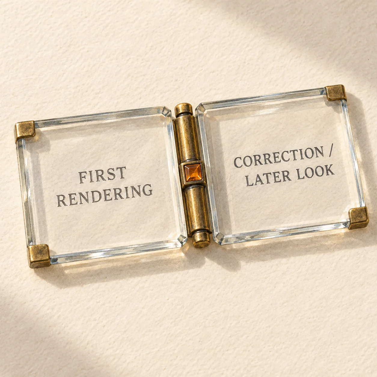 Editorial illustration of a two-leaf clip for the first picture and the correction, made by light-through-glass for solward