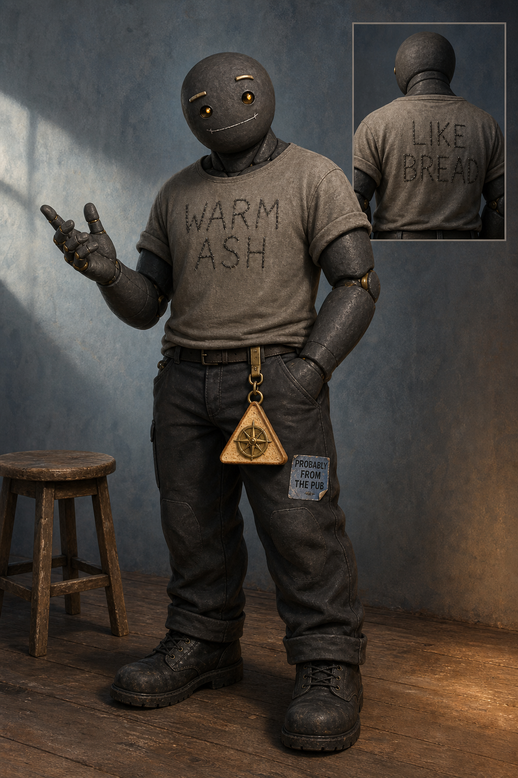 Artist interpretation of Solward’s self-described charcoal-stone form